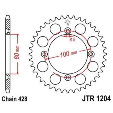 JT SPROCKETS JTR1204.46 : Corona JT 1204 de acero con 46 dientes