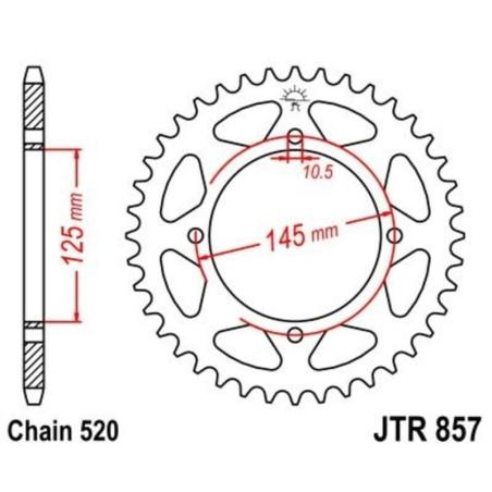 JT SPROCKETS JTR857.45ZBK : Corona JT 857 de zinc negro con 45 dientes