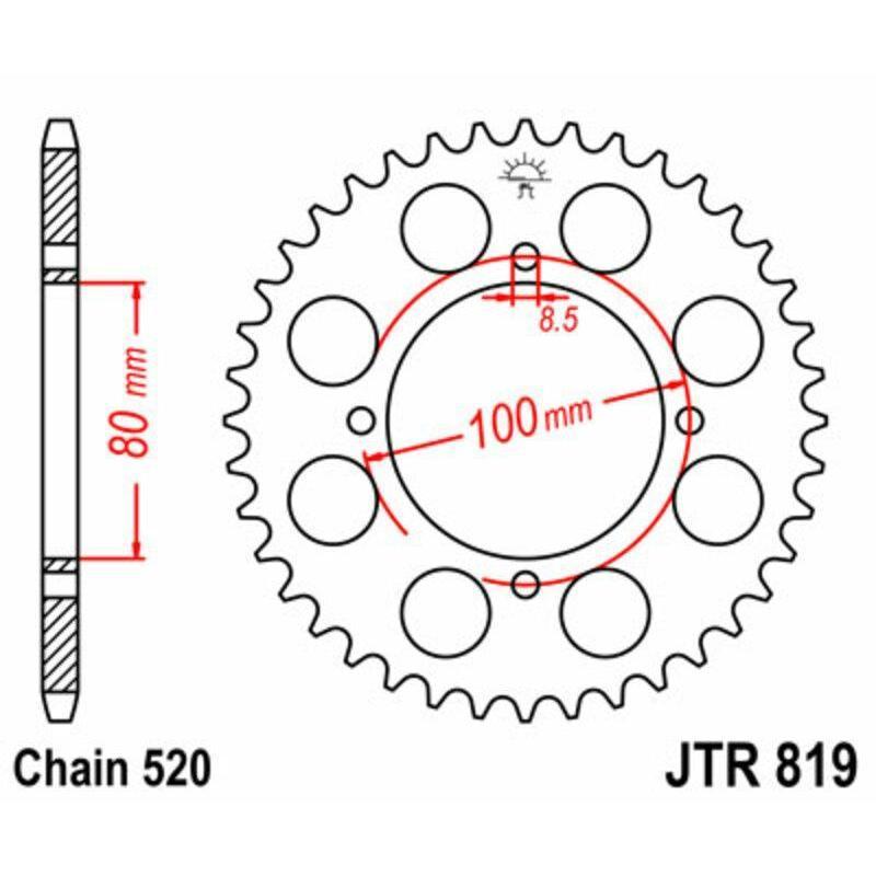 JT SPROCKETS JTR819.37 : Corona JT SPROCKETS acero estándar 819 - Paso 520