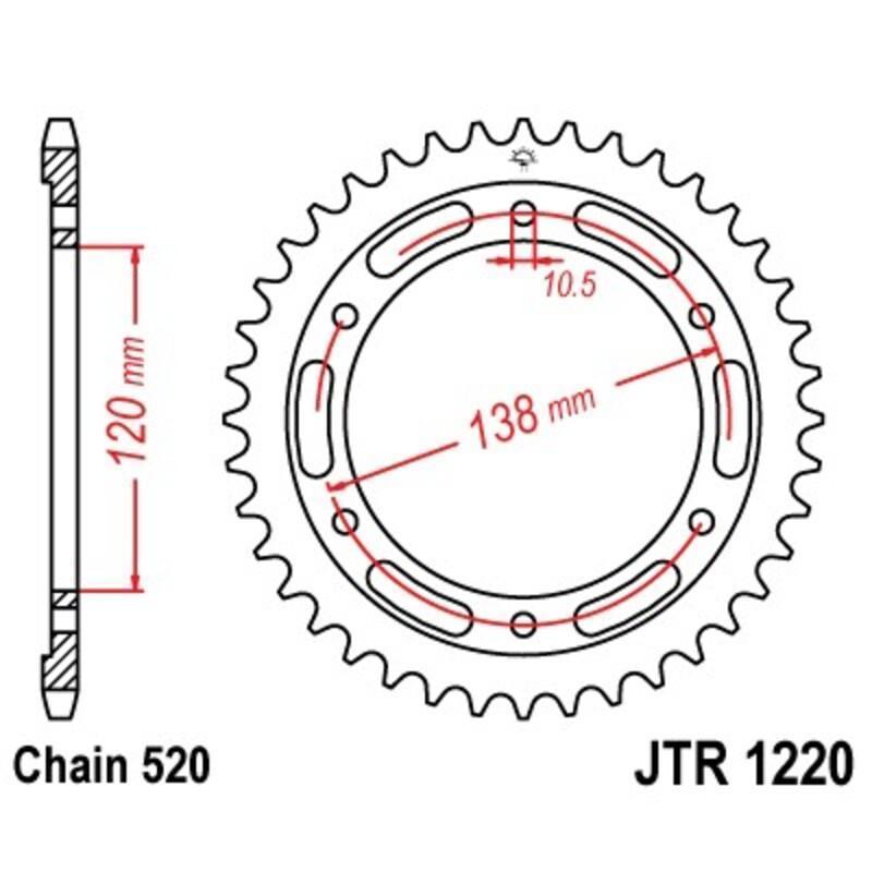JT SPROCKETS JTR1220.36 : Corona JT 1220 de acero con 36 dientes