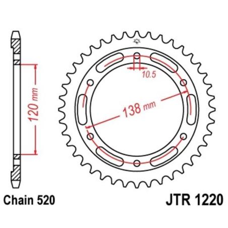 JT SPROCKETS JTR1220.36 : Corona JT 1220 de acero con 36 dientes