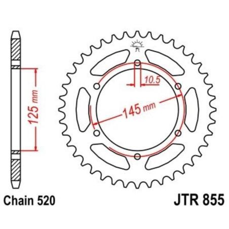 JT SPROCKETS JTR855.45ZBK : Corona JT 855 de zinc negro con 45 dientes