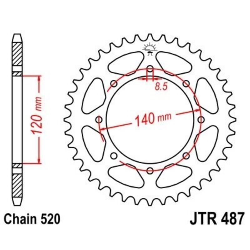 JT SPROCKETS JTR487.43ZBK : Corona JT 487 de zinc negro con 43 dientes