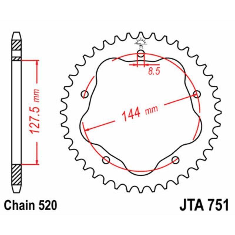 JT SPROCKETS JTR751.42 : Corona JT SPROCKETS acera estándar 751 - Paso 520