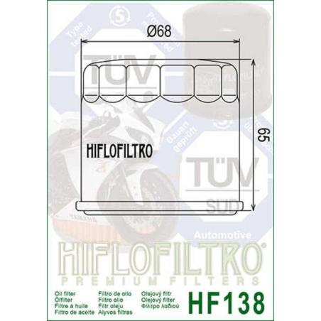 HIFLOFILTRO HF138C : Filtro de aceite cromo Hiflofiltro HF138C