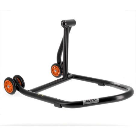 BIHR  : Caballete monobrazo derecho BIHR Home Track color negro mate y ruedas naranjas