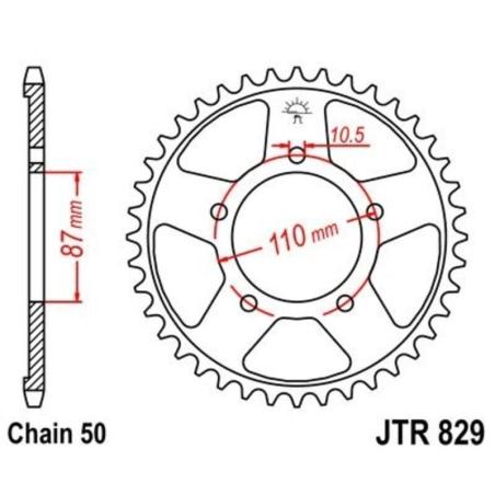 JT SPROCKETS JTR829.47ZBK : Corona JT 829 de zinc negro con 47 dientes