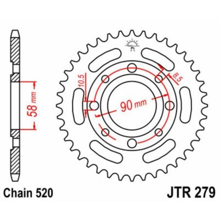 JT SPROCKETS JTR279.32 : Corona JT SPROCKETS acero estándar 279 - Paso 520