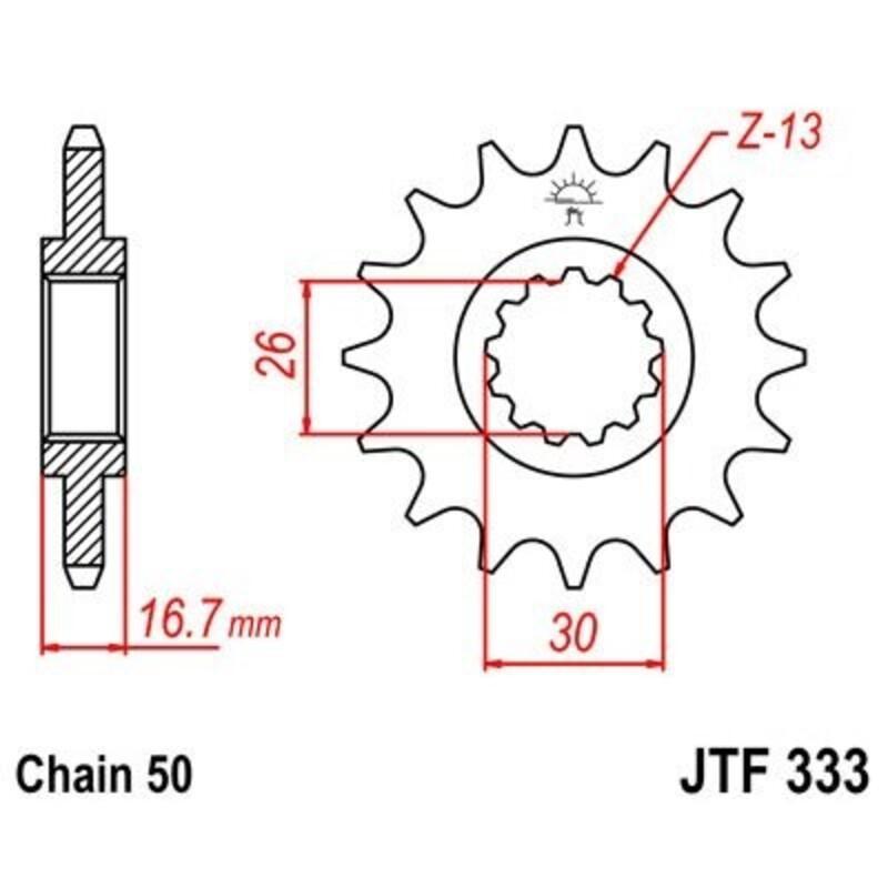 JT SPROCKETS JTF333.16RB : Piñón con goma anti-ruido JT SPROCKETS acero 333 - 530