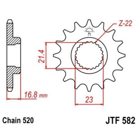 JT SPROCKETS JTF582.16RB : Piñón con goma anti-ruido JT SPROCKETS acero 582 - 520