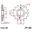JT SPROCKETS JTF308.15RB : Piñón con goma anti-ruido JT SPROCKETS acero 308 - 520