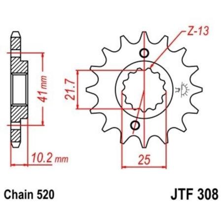 JT SPROCKETS JTF308.15RB : Piñón con goma anti-ruido JT SPROCKETS acero 308 - 520