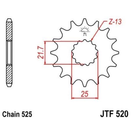 JT SPROCKETS JTF520.15RB : Piñón con goma anti-ruido JT SPROCKETS acero 520 - 525