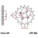 JT SPROCKETS JTF253.16 : Piñón JT 253 de acero con 16 dientes