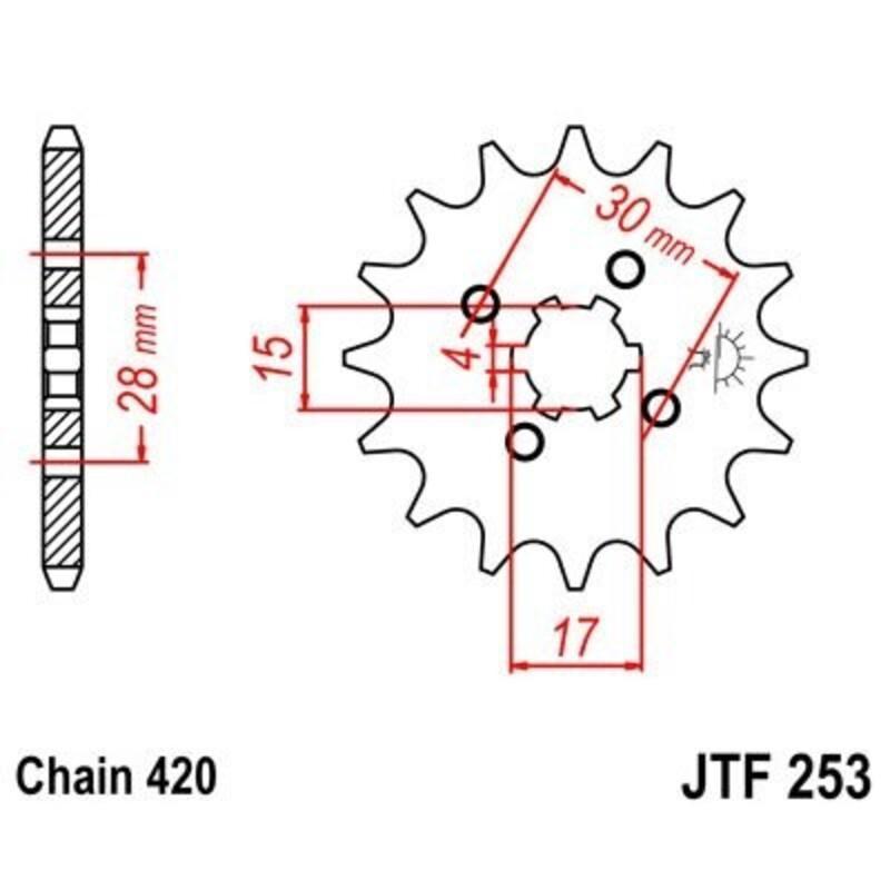 JT SPROCKETS JTF253.16 : Piñón JT 253 de acero con 16 dientes