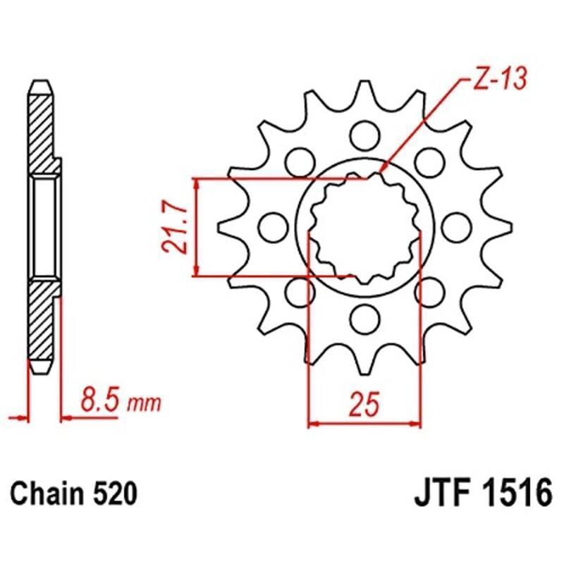 JT SPROCKETS JTF1516.15 : Piñón JT F1516 de acero con 15 dientes