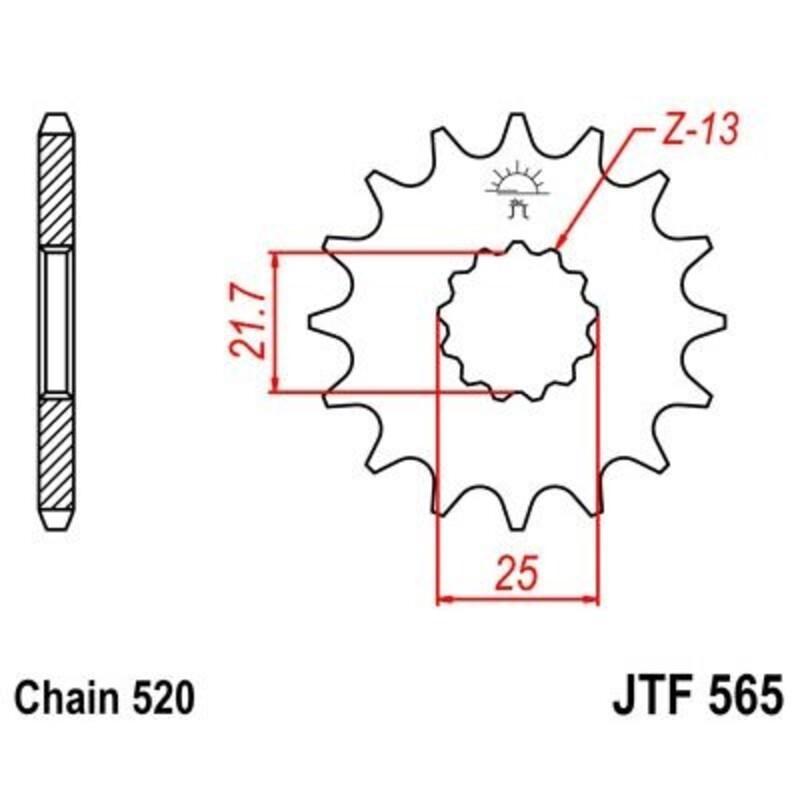 JT SPROCKETS JTF565.13 : Piñón JT 565 de acero con 13 dientes