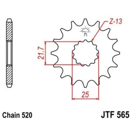 JT SPROCKETS JTF565.13 : Piñón JT 565 de acero con 13 dientes