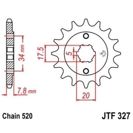 JT SPROCKETS JTF327.12 : Piñón JT SPROCKETS acero estándar 327 - Paso 520
