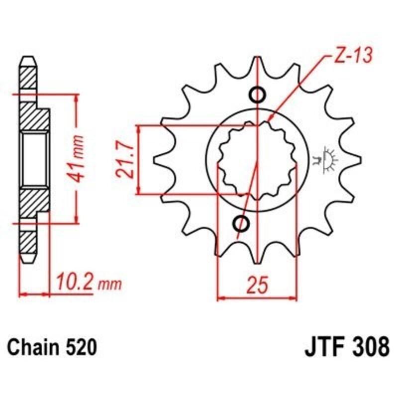 JT SPROCKETS JTF30816 : Piñon JT 308 de acero con 16 dientes