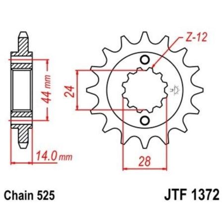 JT SPROCKETS JTF1372.17RB : Piñón con goma anti-ruido JT SPROCKETS acero 1372 - 525