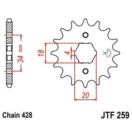 JT SPROCKETS JTF259.13 : Piñón JT 259 de acero con 13 dientes