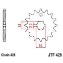 JT SPROCKETS JTF428.15 : Piñón JT 428 de acero con 15 dientes