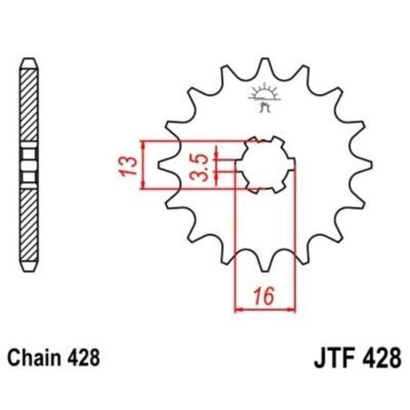 JT SPROCKETS JTF428.15 : Piñón JT 428 de acero con 15 dientes