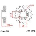 JT SPROCKETS JTF1538.15RB : Piñón con goma anti-ruido JT SPROCKETS acero 1538 - 520