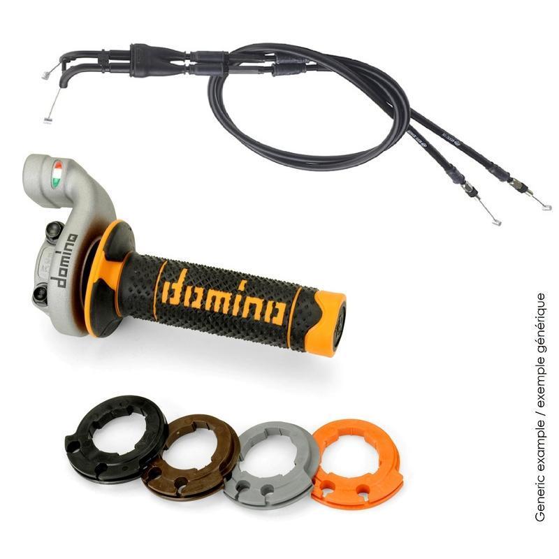 DOMINO  : Kit acelerador DOMINO KRK Evo con cables puños Rojo/Negro