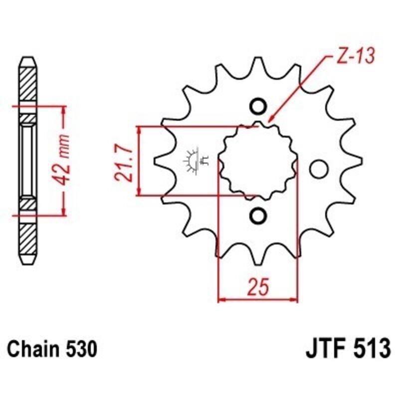 JT SPROCKETS JTF513.16RB : Piñón con goma anti-ruido JT SPROCKETS acero 513 - 530