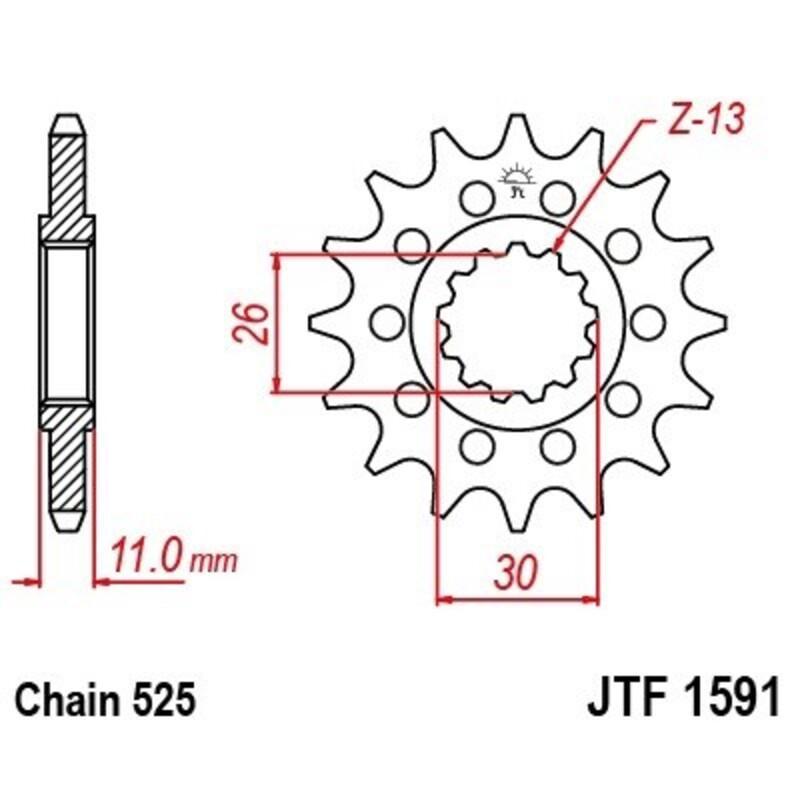 JT SPROCKETS JTF1591.16RB : Piñón con goma anti-ruido JT SPROCKETS acero 16 dientes 1591 - 525