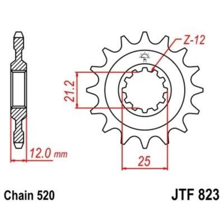 JT SPROCKETS JTF823.16 : Piñón JT 823 de acero con 16 dientes