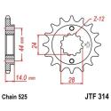 JT SPROCKETS JTF314.16RB : Piñón con goma anti-ruido JT SPROCKETS acero 314 - 525