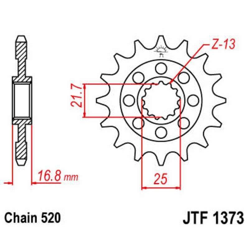 JT SPROCKETS JTF1373.17 : Piñón JT SPROCKETS acero estándar 1373 - Paso 520