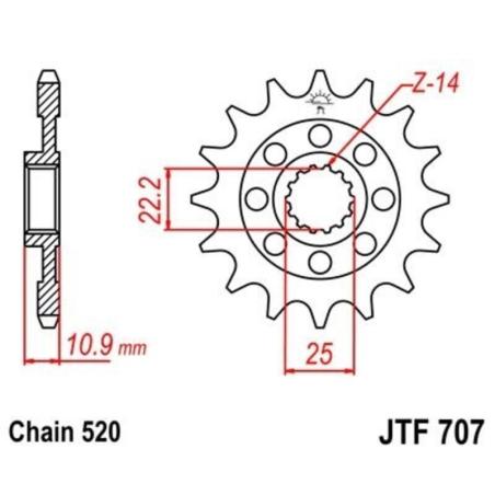 JT SPROCKETS JTF707.14 : Piñón JT 707 de acero con 14 dientes