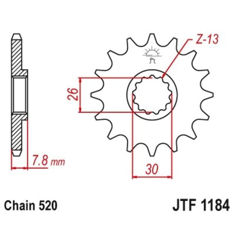 JT SPROCKETS JTF1184.18 : Piñón JT 1184 de acero con 18 dientes