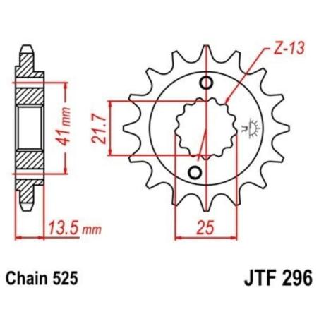 JT SPROCKETS JTF296.15RB : Piñón con goma anti-ruido JT SPROCKETS acero 296 - 525