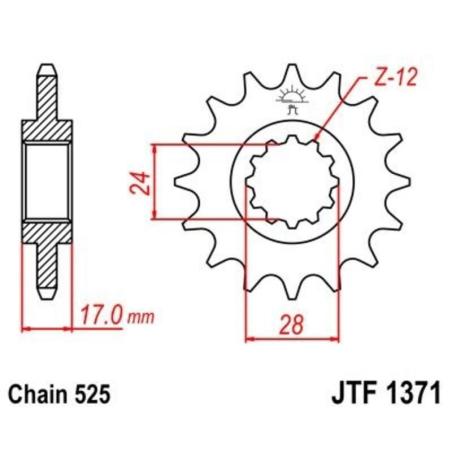 JT SPROCKETS JTF1371.15RB : Piñón con goma anti-ruido JT SPROCKETS acero 1371 - 525