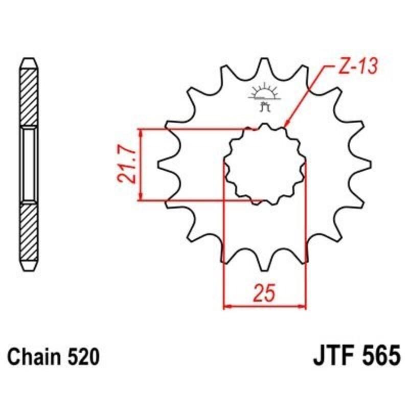 JT SPROCKETS JTF565.15RB : Piñón con goma anti-ruido JT SPROCKETS acero 565 - 520