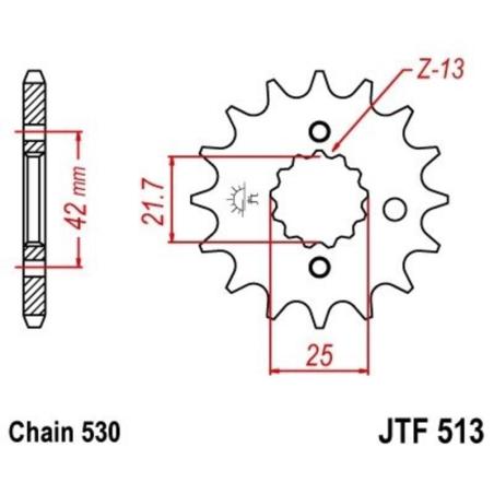 JT SPROCKETS JTF513.15RB : Piñón con goma anti-ruido JT SPROCKETS acero 513 - 530