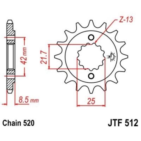 JT SPROCKETS JTF512.17RB : Piñón con goma anti-ruido JT SPROCKETS acero 512 - 520