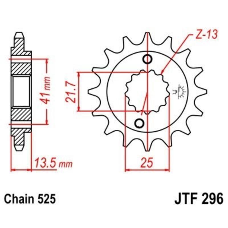 JT SPROCKETS JTF296.16RB : Piñón con goma anti-ruido JT SPROCKETS acero 296 - 525