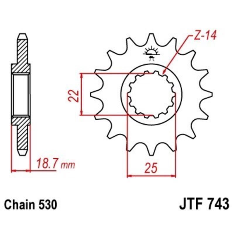 JT SPROCKETS JTF743.15 : Piñón JT 743 de acero con 15 dientes