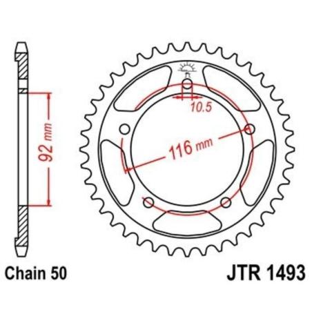 JT SPROCKETS JTR1493.41ZBK : Corona JT 1493 de zinc negro con 41 dientes