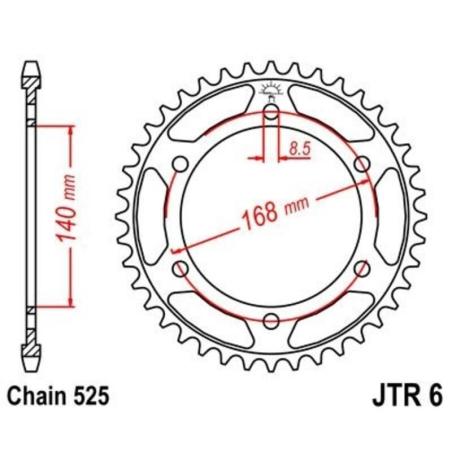 JT SPROCKETS JTR6.42ZBK : Corona JT 6 de zinc negro con 42 dientes