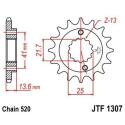 JT SPROCKETS JTF1307.15RB : Piñón con goma anti-ruido JT SPROCKETS acero 1307 - 520