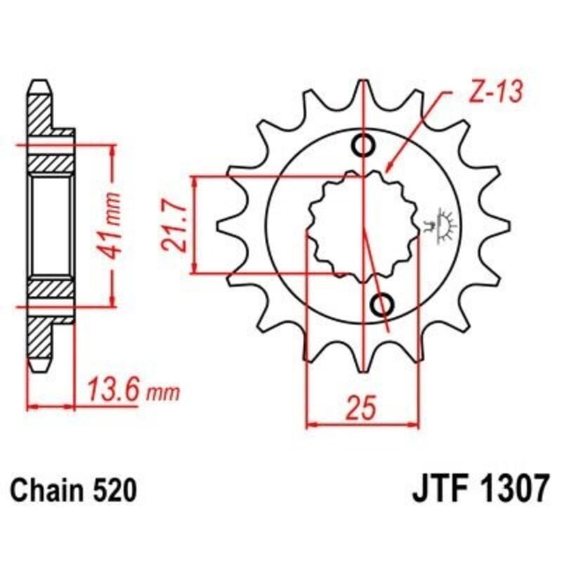 JT SPROCKETS JTF1307.15RB : Piñón con goma anti-ruido JT SPROCKETS acero 1307 - 520