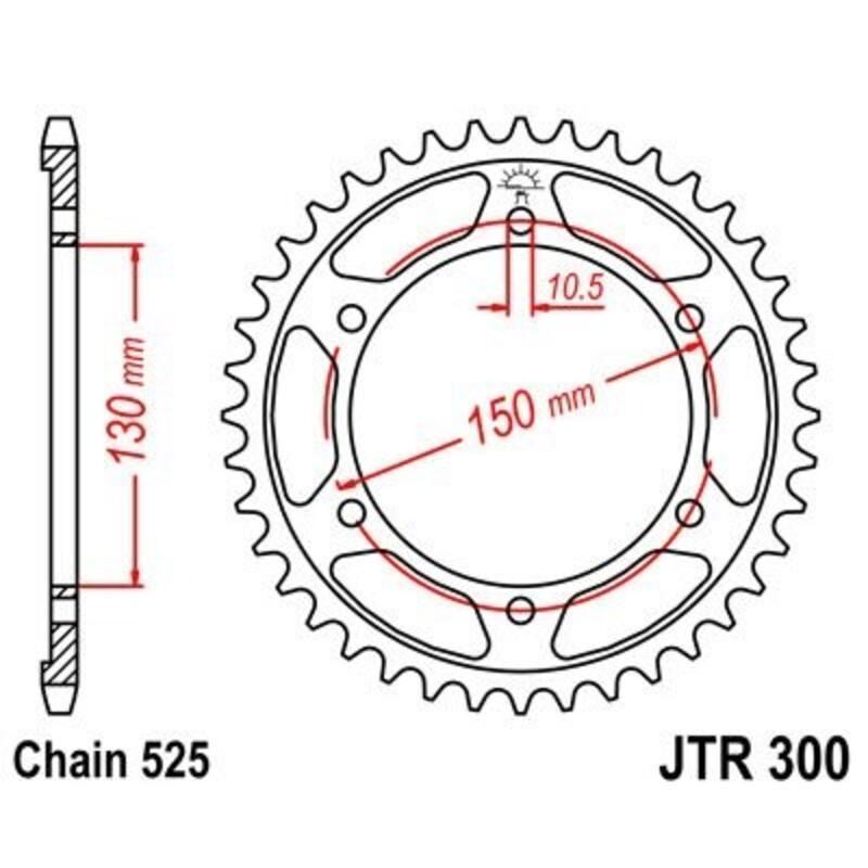 JT SPROCKETS JTR300.42ZBK : Corona JT 300 de zinc negro con 42 dientes