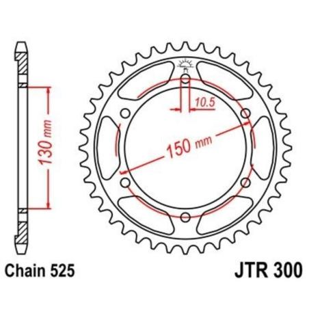 JT SPROCKETS JTR300.48ZBK : Corona JT 300 de zinc negro con 48 dientes